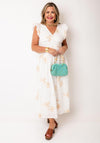Serafina Collection Gold Embroidered Cotton Dress, White