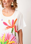 Serafina Collection One Size Tropical Print T-Shirt Dress, White Multi