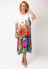 Serafina Collection One Size Vibrant Floral Print T-Shirt Dress, White Multi
