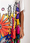 Serafina Collection One Size Vibrant Floral Print T-Shirt Dress, White Multi
