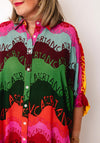 Serafina Collection One Size Wavy Print Shirt Dress, Multi Coloured