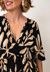 Serafina Collection Leaf Print Maxi Dress, Black