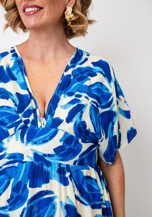 Serafina Collection Leaf Print Maxi Dress, Blue