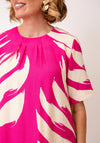 Serafina Relaxed Abstract Print Midi Dress, Pink