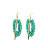 Angela D’Arcy Statement Green Spike Earrings, Gold