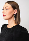 Serafina Collection Floral and Pearl Drop Earring, Black