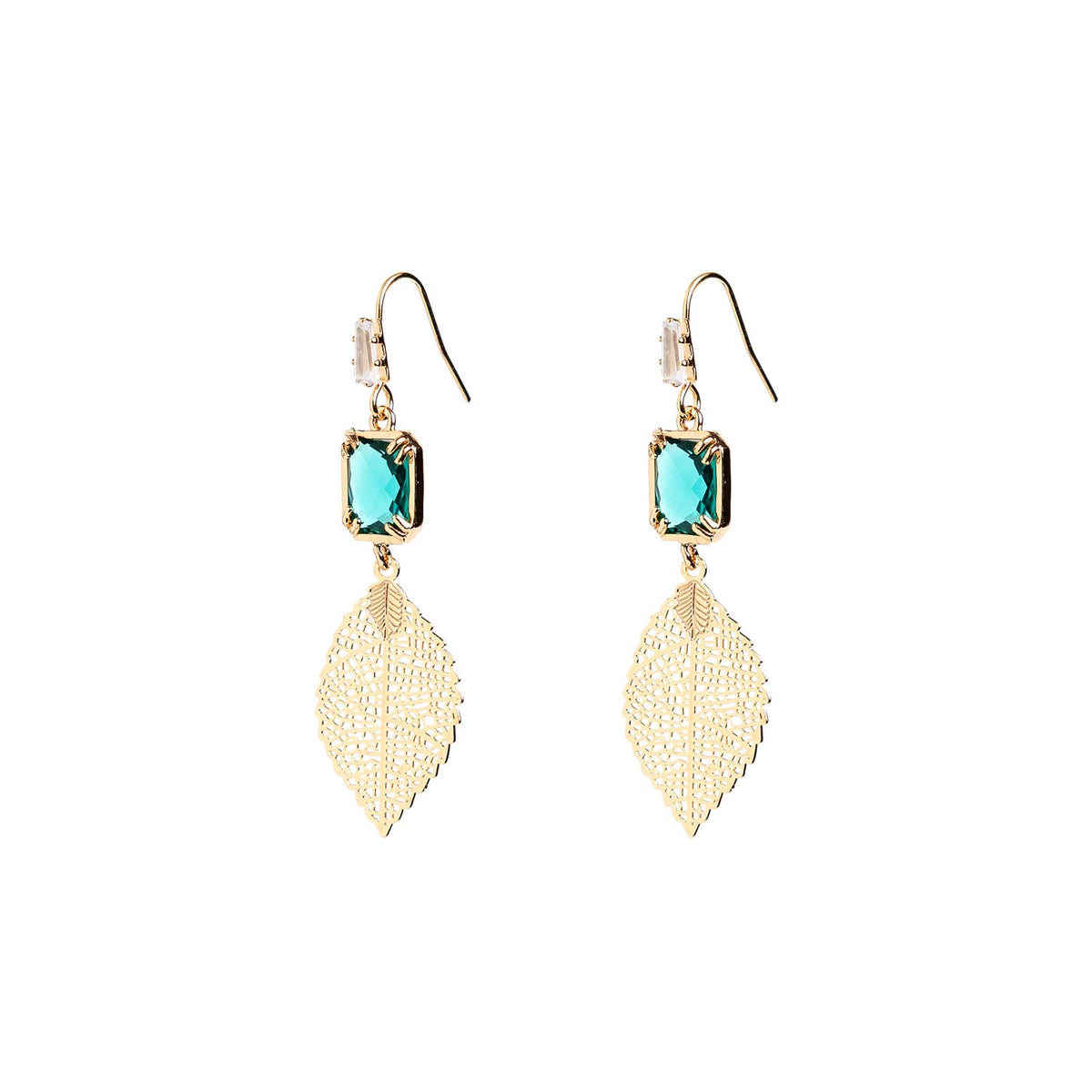 Angela D’Arcy Baby Leaf Earrings, Gold & Green