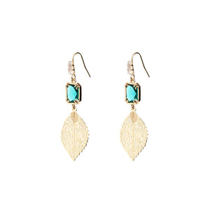 Angela D’Arcy Baby Leaf Earrings, Gold & Green