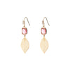 Angela D’Arcy Baby Leaf Earrings, Gold & Pink
