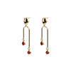 Angela D’Arcy Double Drop Earrings, Gold & Red