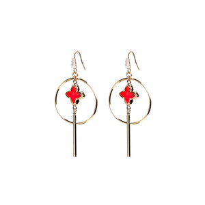 Angela D’Arcy Diamond Star Earrings, Gold & Red