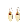 Angela D’Arcy Textured Leaf Earrings, Gold & Red