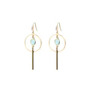 Angela D’Arcy Turquoise Hoop Drop Earrings, Gold