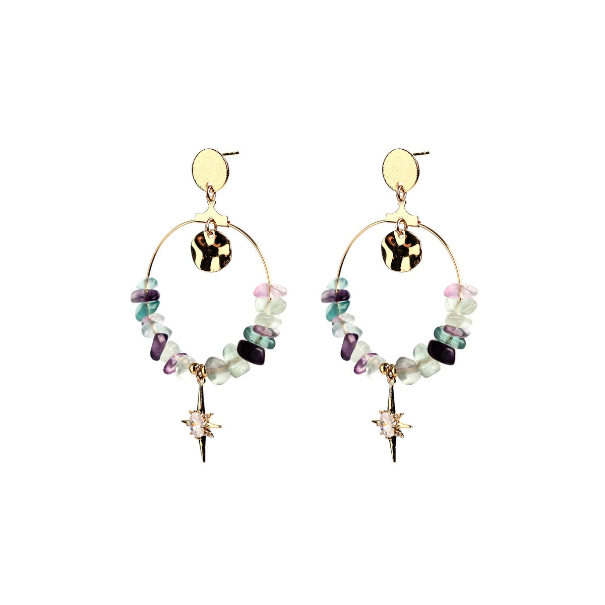 Angela D’Arcy Fluorite Hoop Earrings, Gold