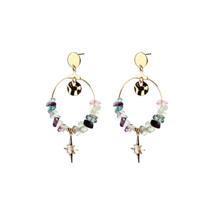 Angela D’Arcy Fluorite Hoop Earrings, Gold