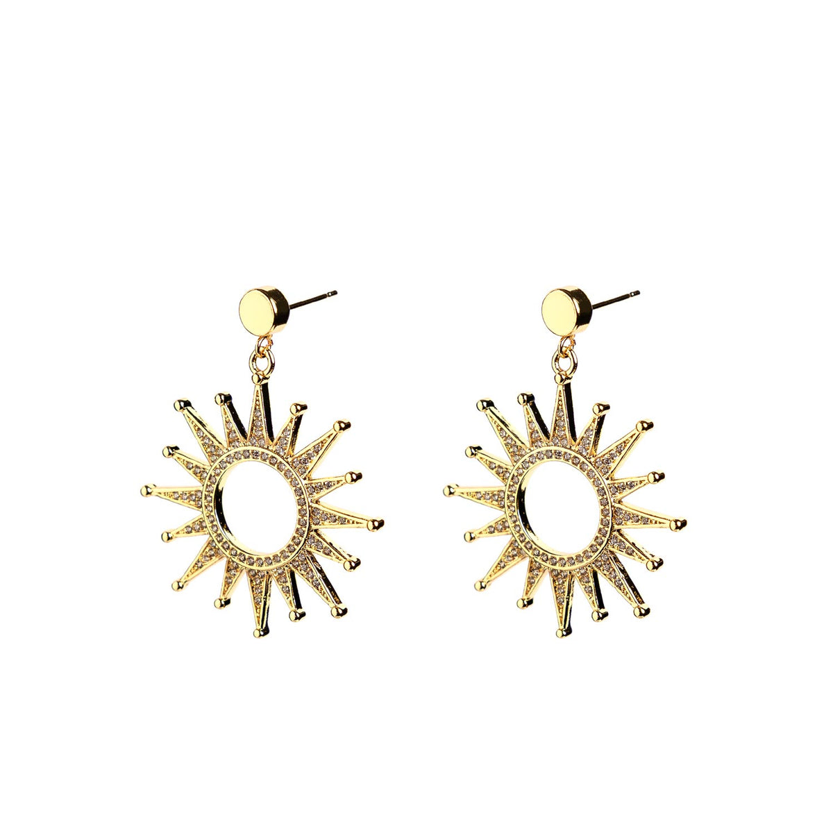 Angela D’Arcy Sunshine Burst Earrings, Gold