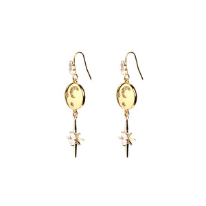 Angela D’Arcy Solar Stars Earrings, Gold