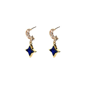 Angela D’Arcy Star Druzy Star Earrings, Gold & Sapphire