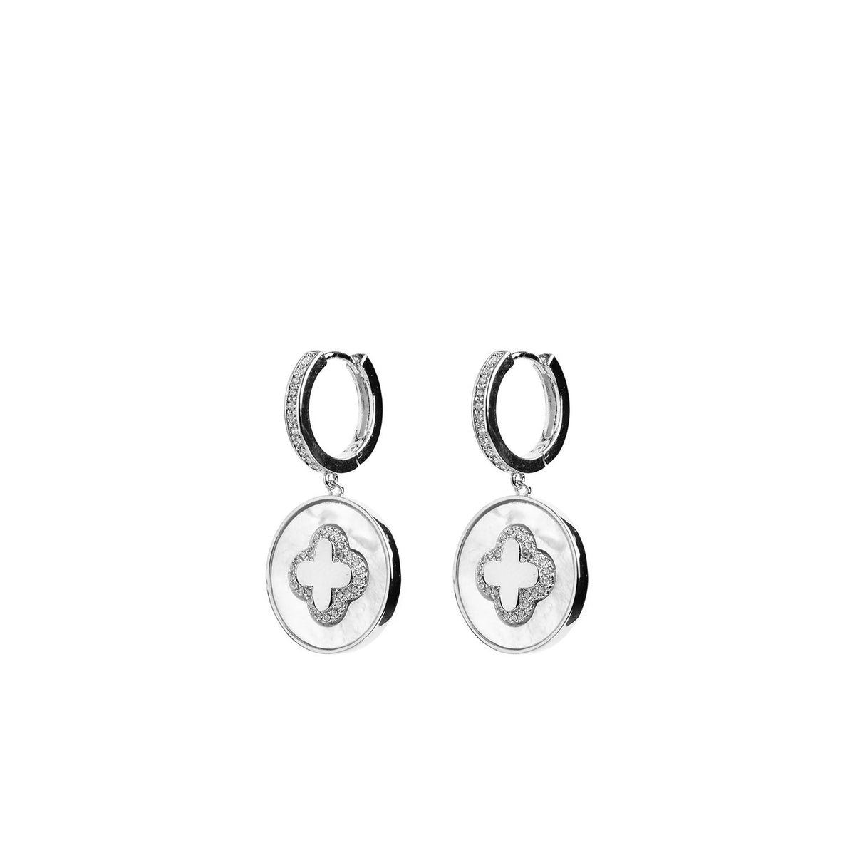 M Collection Colver Charm Huffie Hoop Earrings, Silver