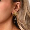 Serafina Collection Textured Diamante Drop Clip on Earrings, Gold