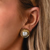Serafina Collection Textured Pearl Trim Clip on Earrings, Gold