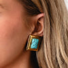 Serafina Collection Gem Gold Frame Clip on Earrings, Gold
