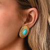 Serafina Collection Gem Textured Clip on Earrings, Teal