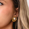 Serafina Collection Pearl Stud Trim Clip on Earrings, Gold
