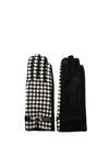 Serafina Collection Houndstooth Print Buckle Gloves, Black