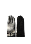 Serafina Collection Houndstooth Print Buckle Gloves, Black