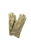 Powder Beatrice Button Detail Gloves, Green
