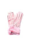 Serafina Collection Faux Fur Embellished Gloves, Pink