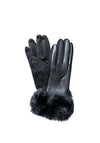 Serafina Collection Faux Fur Trim Faux Leather Gloves, Black