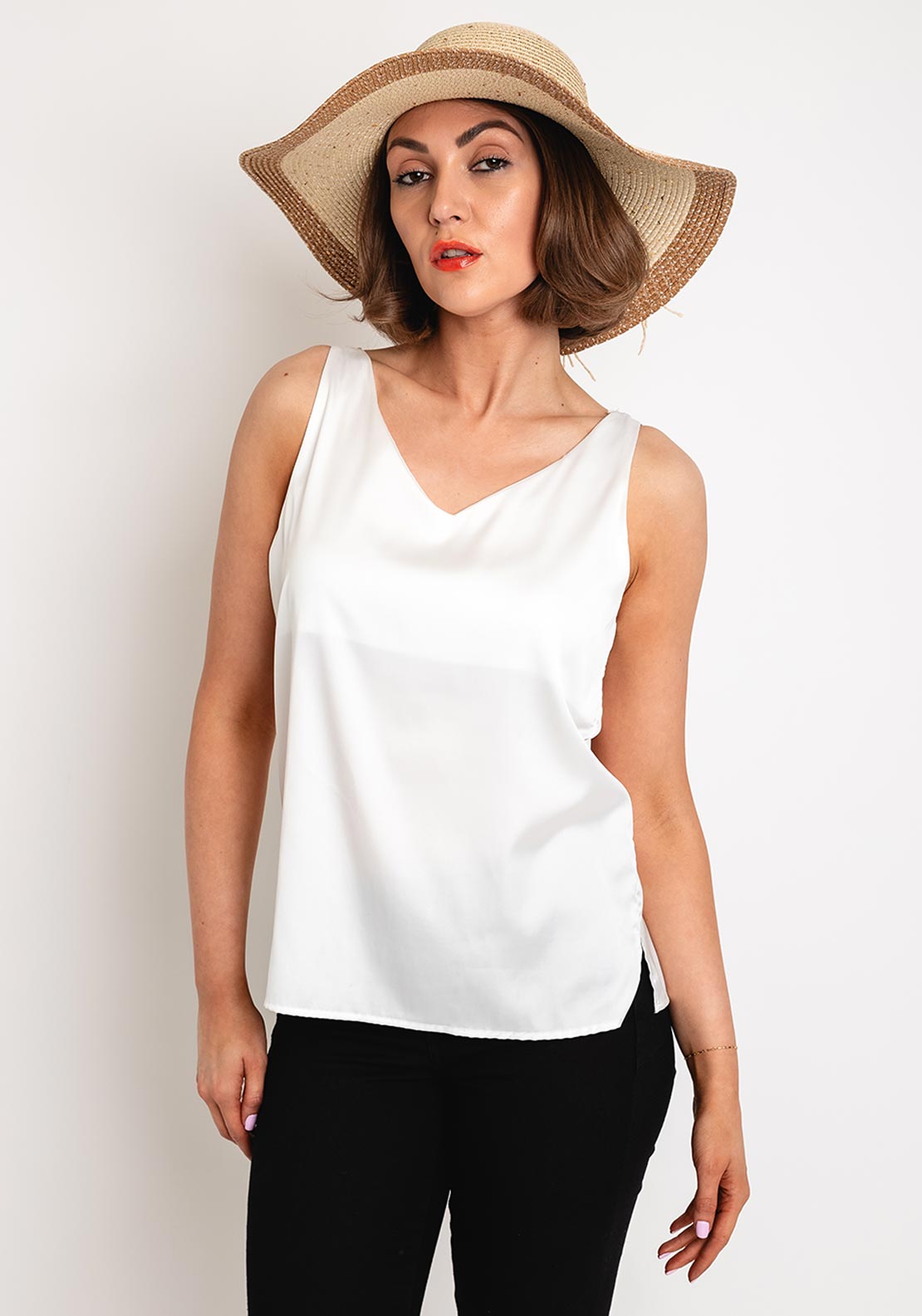 Serafina Collection One Size Woven Sequin Detail Fedora, Beige