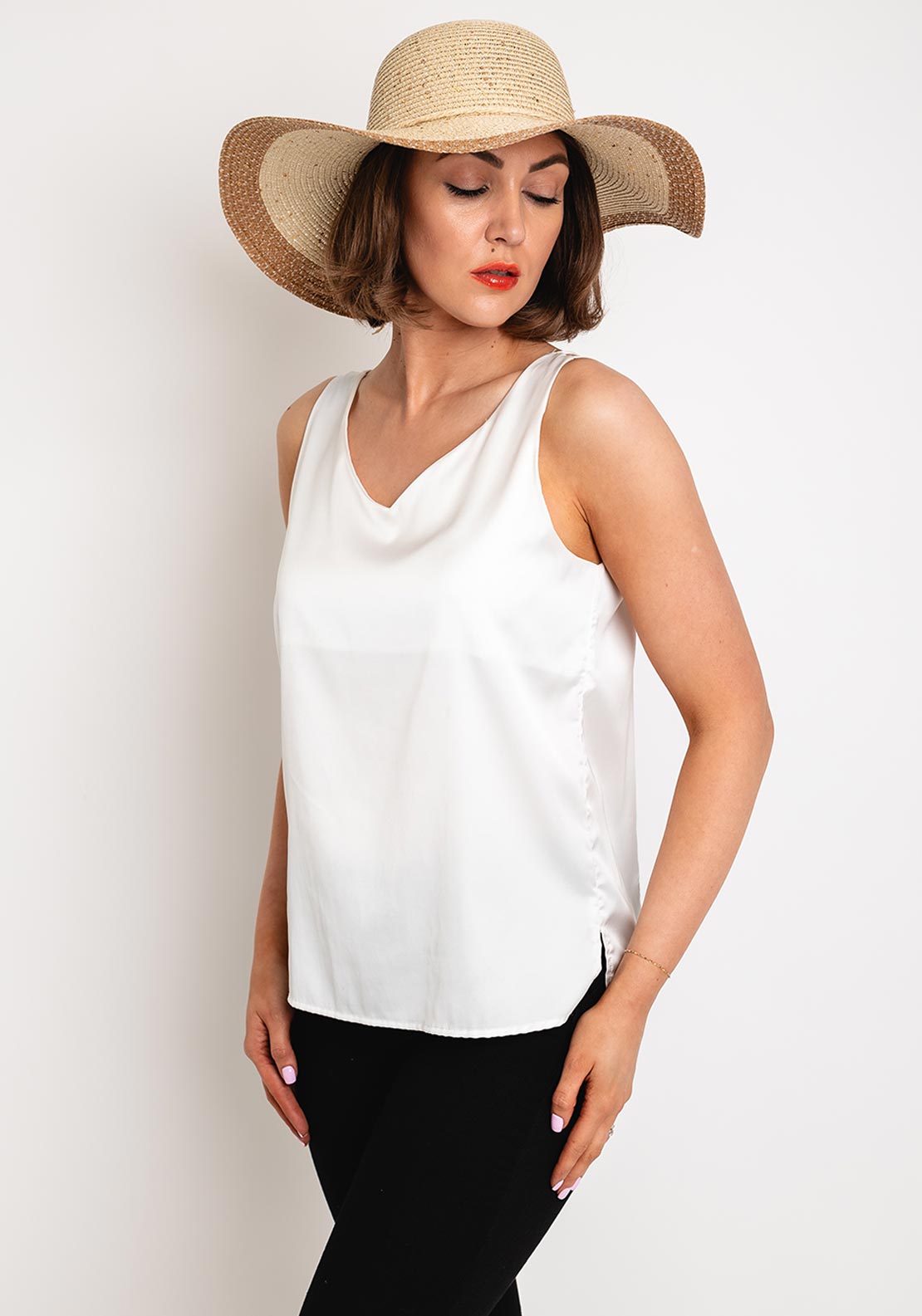Serafina Collection One Size Woven Sequin Detail Fedora, Beige