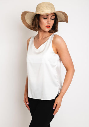 Serafina Collection One Size Woven Sequin Detail Fedora, Beige