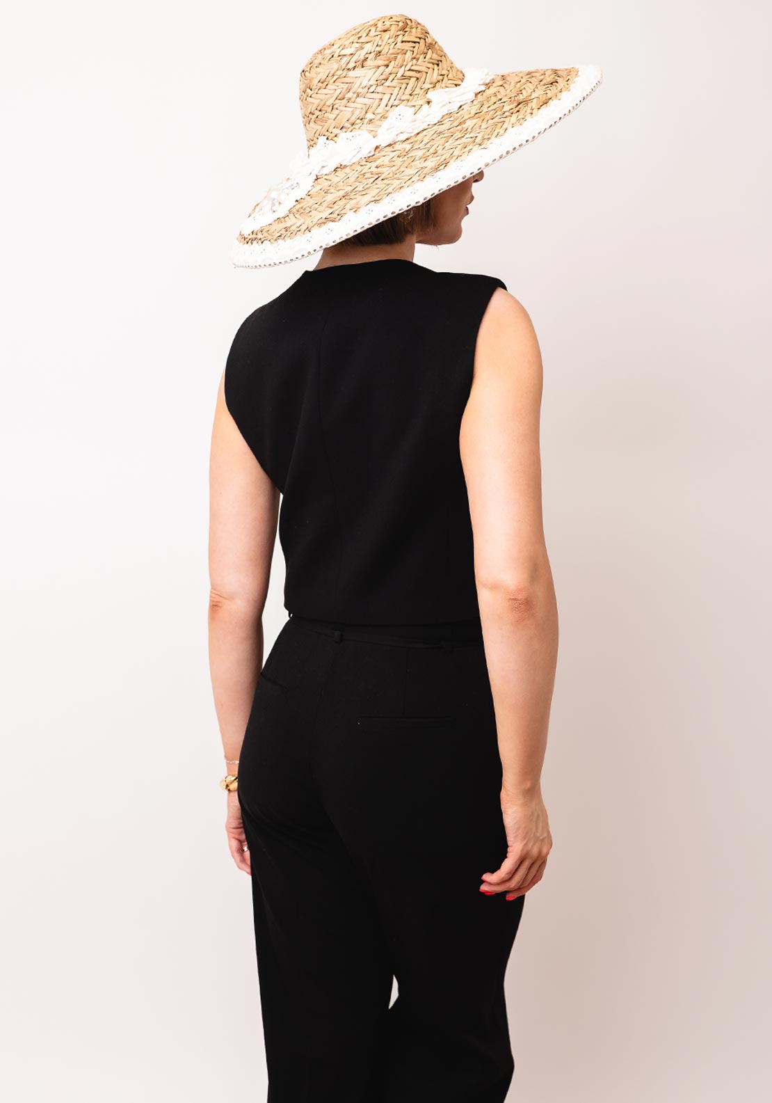 Zen Collection Laced Woven Beach Hat, White
