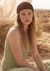 Serafina Crochet Knitted Bead Skull Cap, Brown