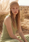 Serafina Crochet Knitted Skull Cap, Light Brown