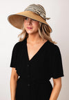 Serafina Collection Stripe Trim Woven Sun Visor, Tan
