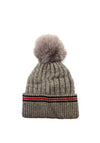 Serafina Collection Stripe Cable Knit Bauble Hat, Grey