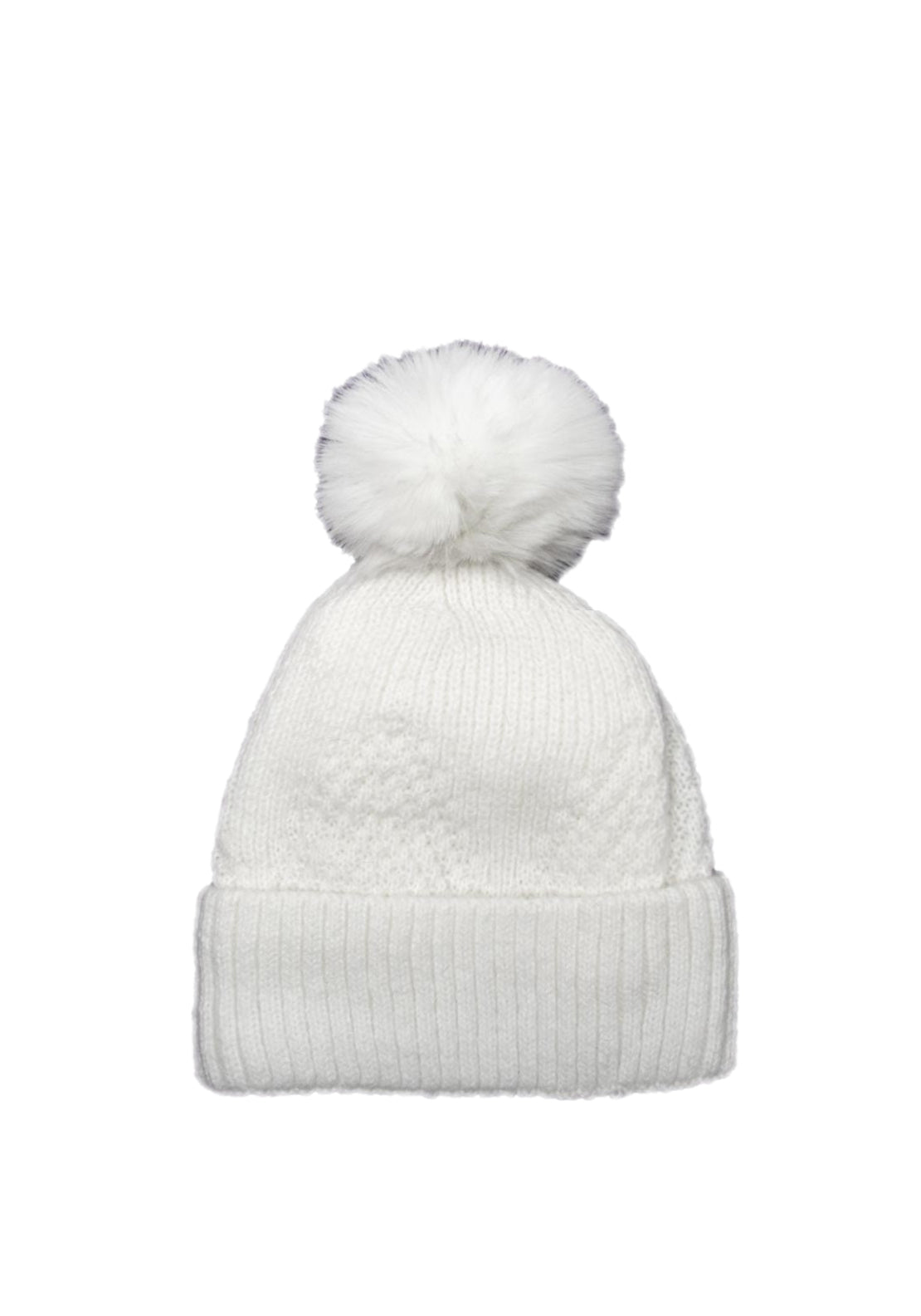 Serafina Collection Cable Knit Bauble Hat, Off White