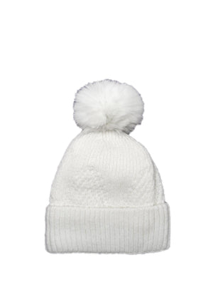 Serafina Collection Cable Knit Bauble Hat, Off White