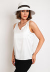 Serafina Collection Back Bow Cloche Hat, White & Black