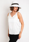 Serafina Collection Back Bow Cloche Hat, White & Black