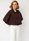 Serafina Collection Concealed Zip-Up Jacket, Brown