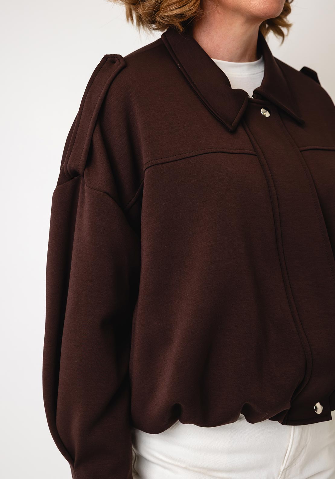 Serafina Collection Concealed Zip-Up Jacket, Brown