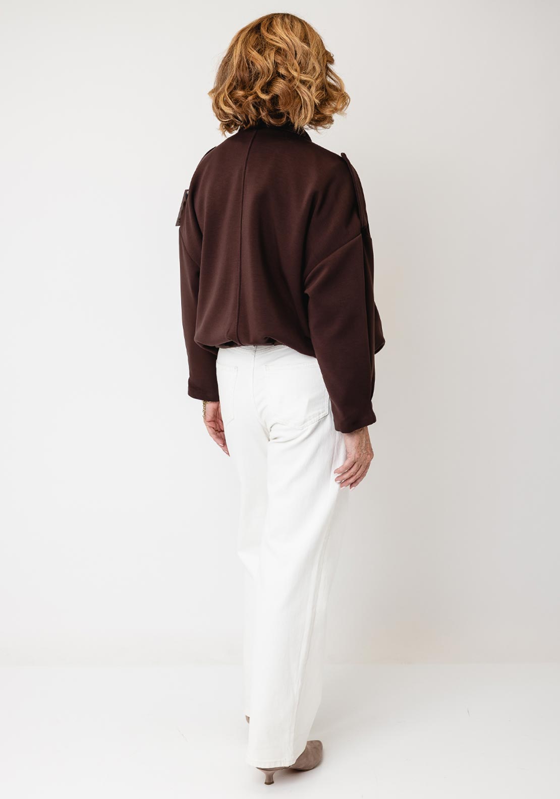 Serafina Collection Concealed Zip-Up Jacket, Brown