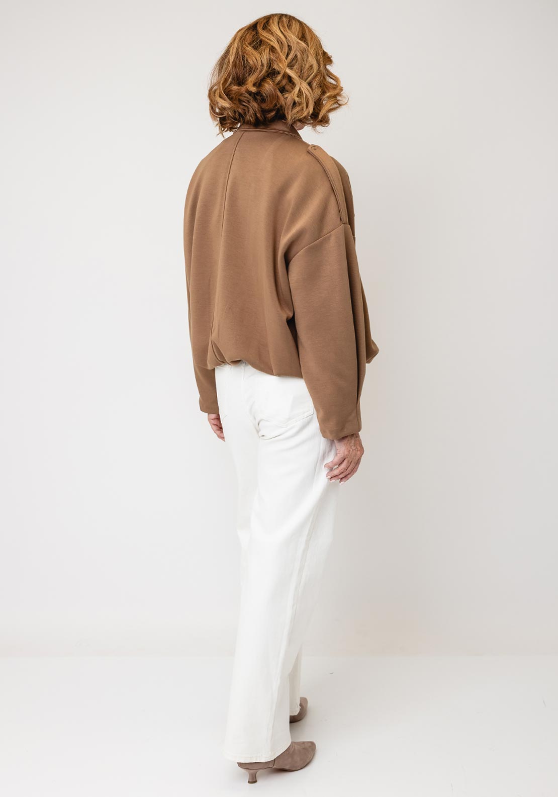 Serafina Collection Concealed Zip-Up Jacket, Beige
