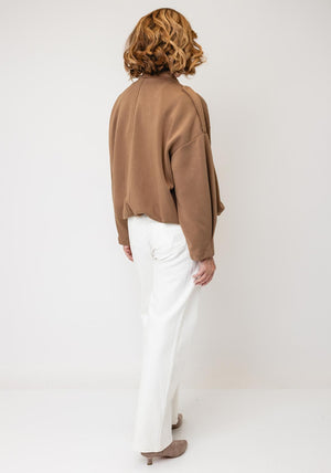 Serafina Collection Concealed Zip-Up Jacket, Beige